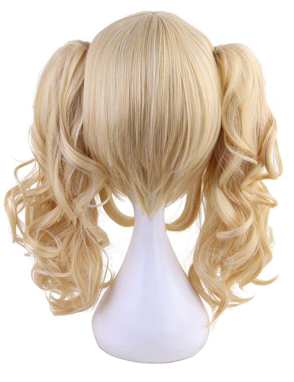 morvally Short Straight Blonde Bob Wig with Two Jaw Claws Ponytail Hair for Cosplay Costume Halloween Wigs