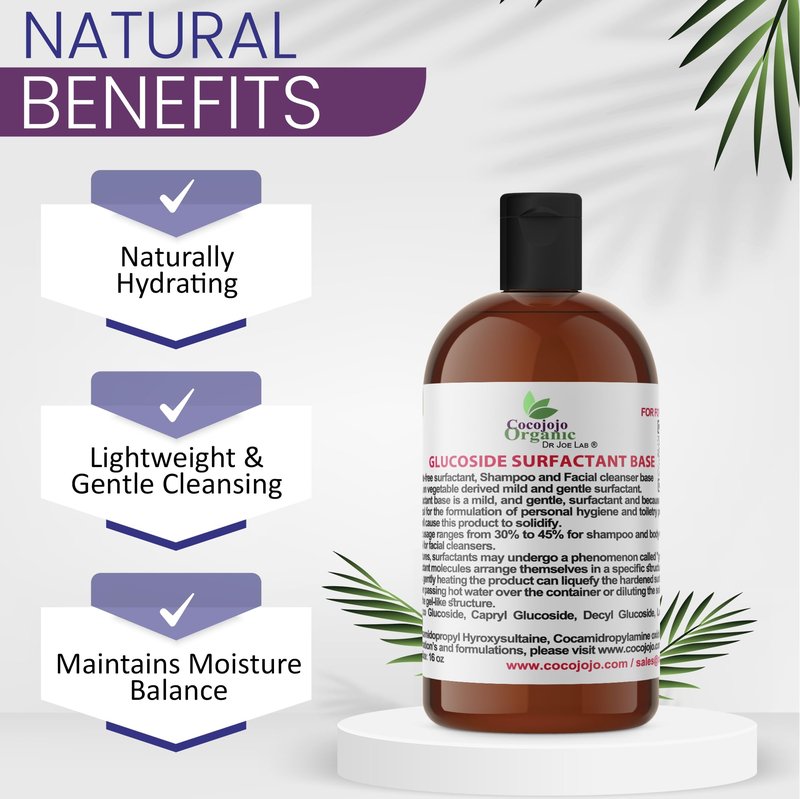 cocojojo Coco Glucoside Natural Surfactant - Surfactants for Soap Making DIY Shower Gel, Skin Care, Body and Face Wash, Plant Derived, Natural - 16 Oz