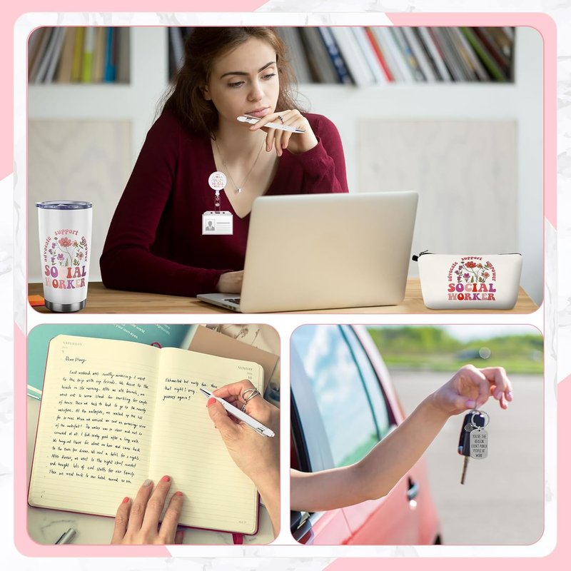Social Worker Gift Set - 7 Pcs Canvas Bag, Thermos Cup & More | Perfect for Volunteers