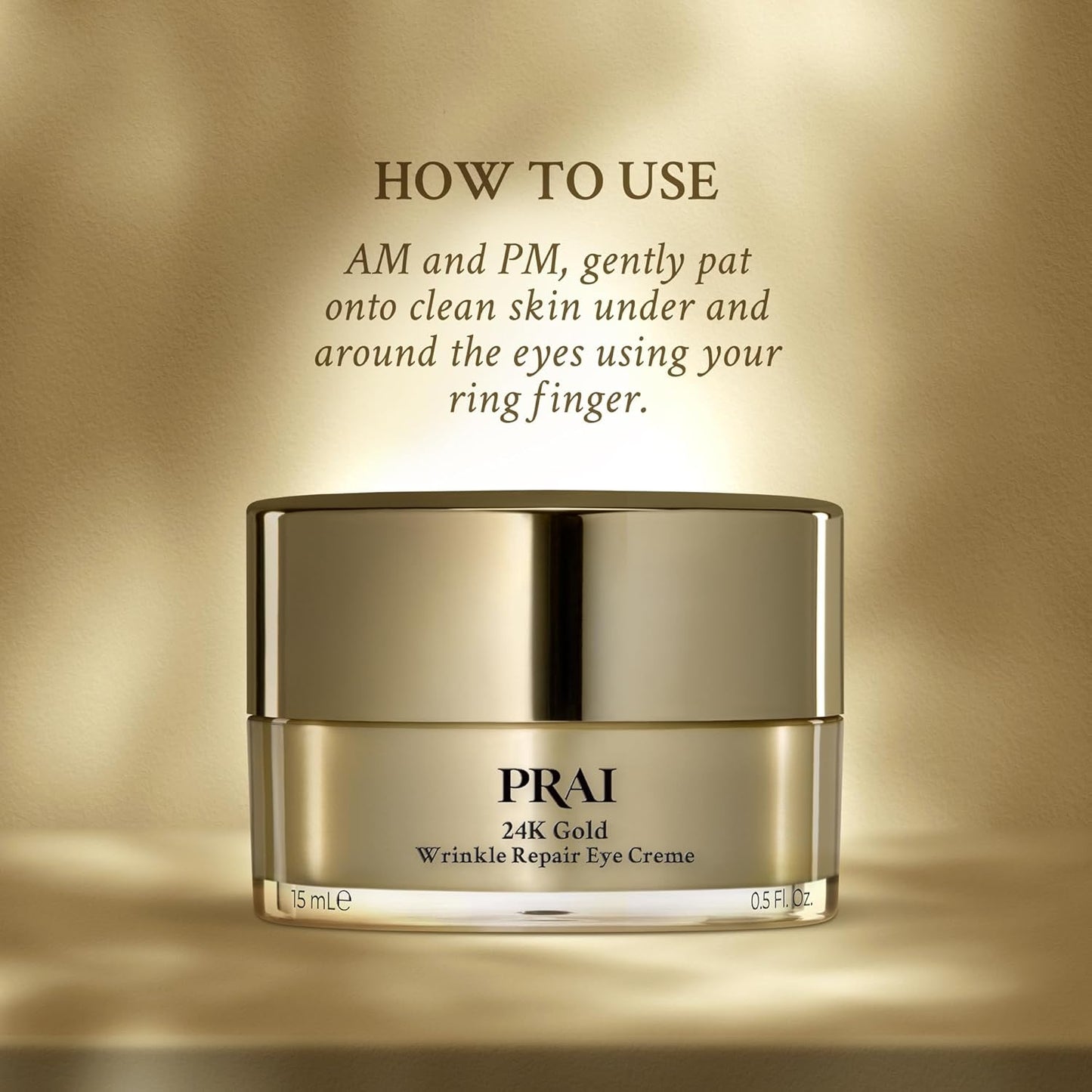 PRAI Beauty 24K Gold Eye Cream - Anti-Aging Wrinkle Repair with Hyaluronic Acid | 0.5 Oz