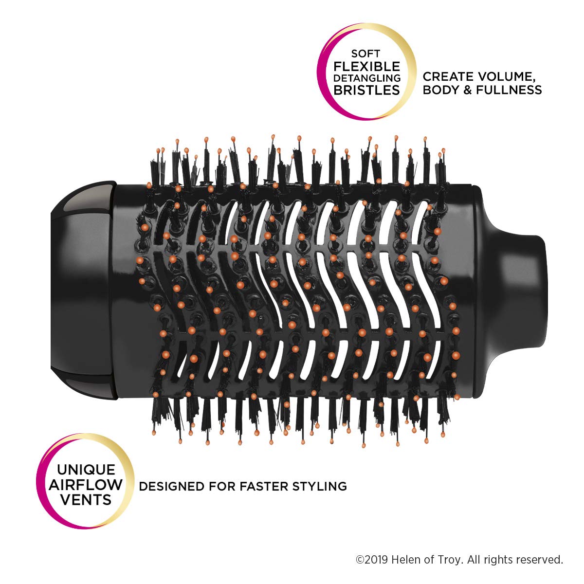 Gold N Hot Professional One-Step Hair Dryer & Volumizer Hot Air Brush, Black
