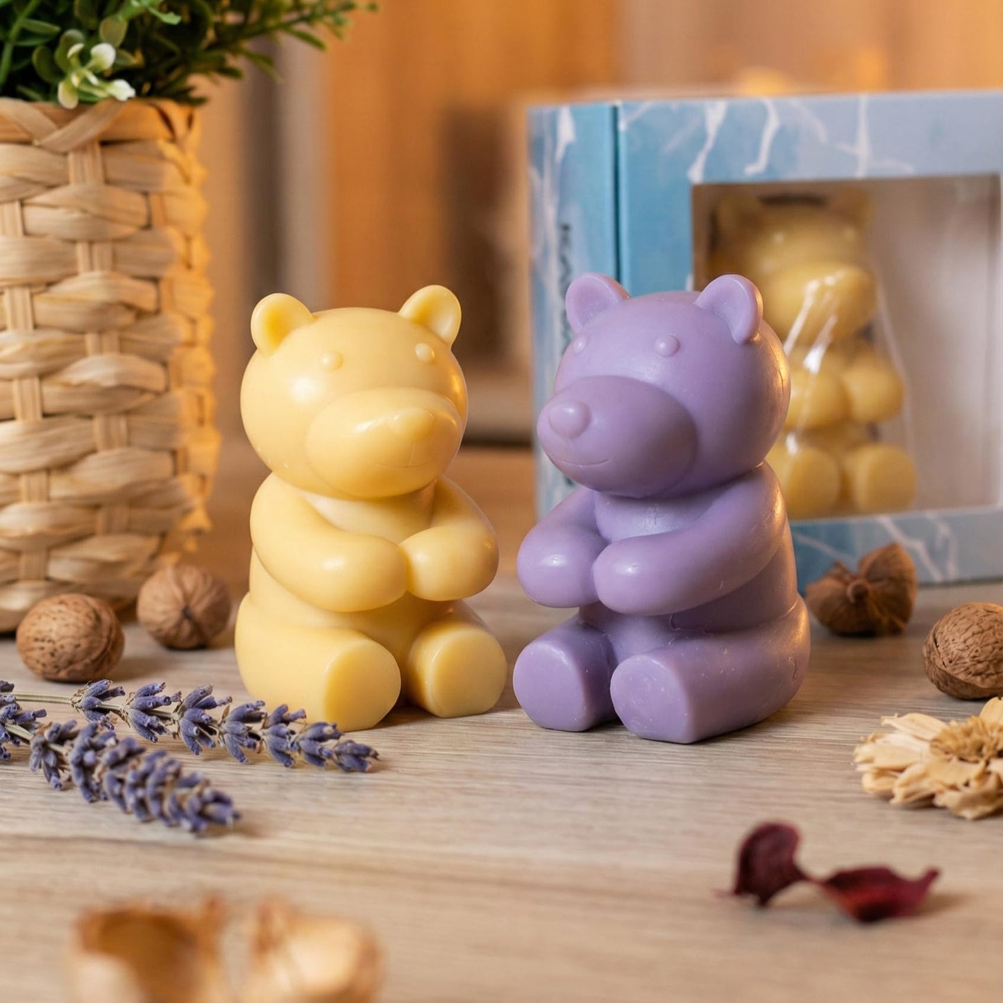 KAWASHIKI Bear Hugs Cold-Process Plant-Based with Essential Oils Handmade Soap | Gift Travel Decorative Guest Bathroom | Sweet Orange & Lavender | 100g (3.53OZ) (Sweet Orange)
