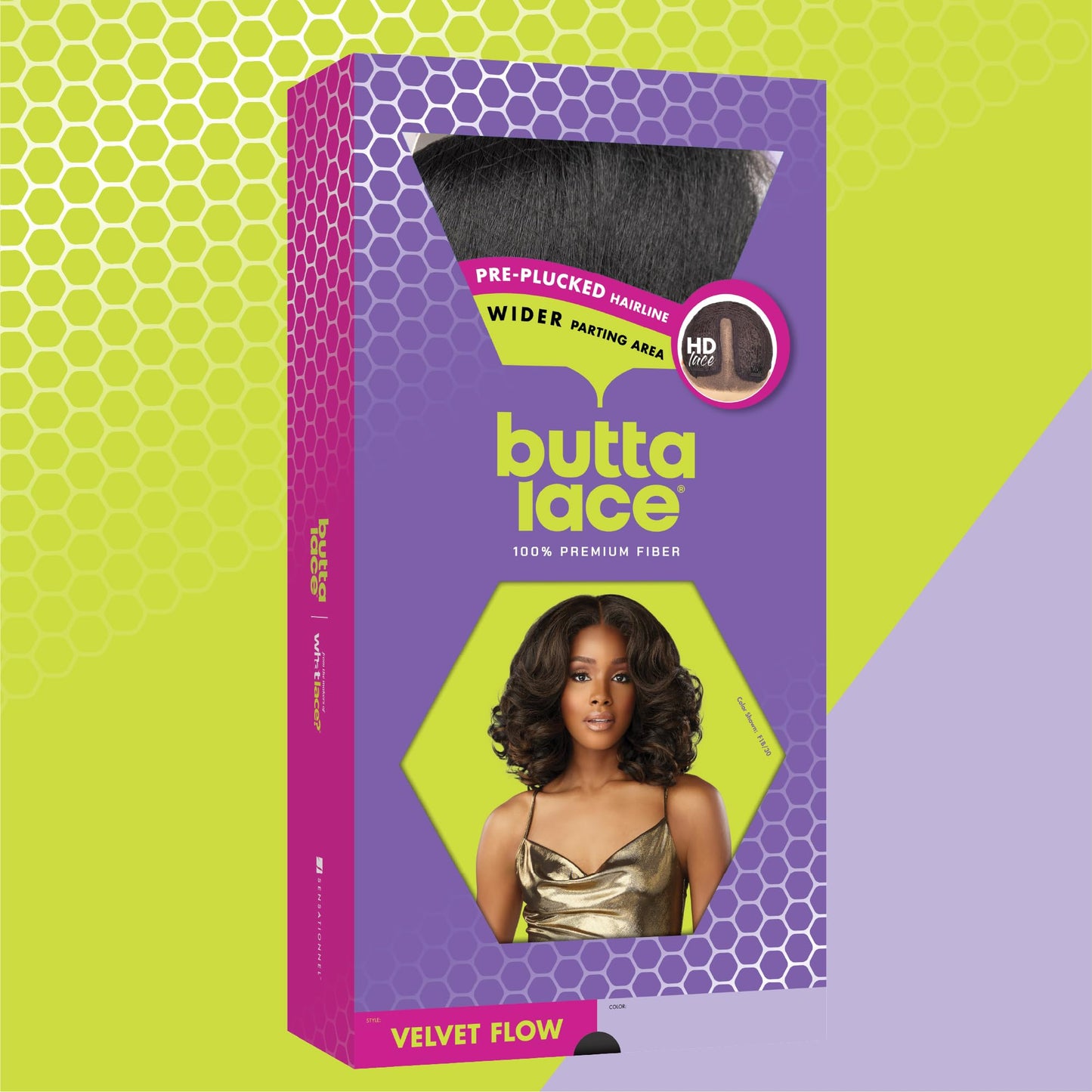 Sensationnel Butta Lace Wigs - Velvet Flow Unit Extra Wide 5 Inch Deep Parting Synthetic Preplucked Hairline Glueless Lacefront (1 JETBLACK)