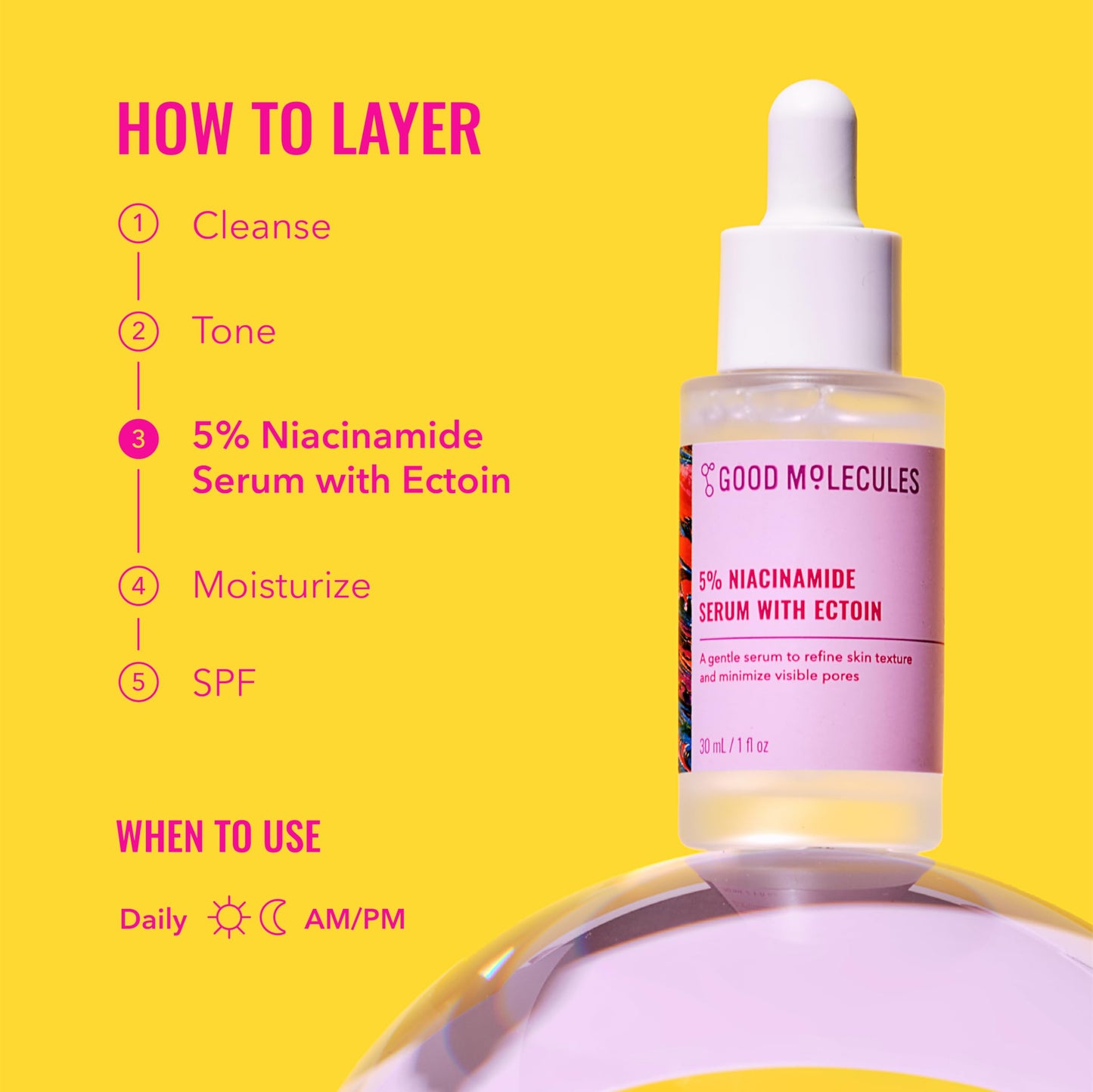 Good Molecules 5% Niacinamide Serum with Ectoin - Ultra Hydrating Serum to Target Enlarged Pores and Blemishes - Moisturizing, Pore Minimizer for Face - Skin Care