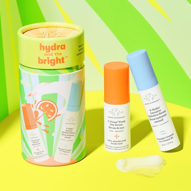 Drunk Elephant Hydra & The Bright Skincare Set - C-Firma & B-Hydra Serums | Clean, Cruelty-Free, Dermatologist-Tested