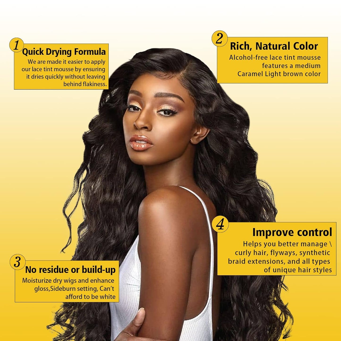 Lace Tint Melting Hair Mousse, 6.8 fl oz Lace Tint Mousse for Women Hair Wig Lace Wigs Toupees and Hairpieces Natural Finishing Lace Color, Lace Tint Mousse for Wigs Melts Lace Foam Tint(Medium Brown)