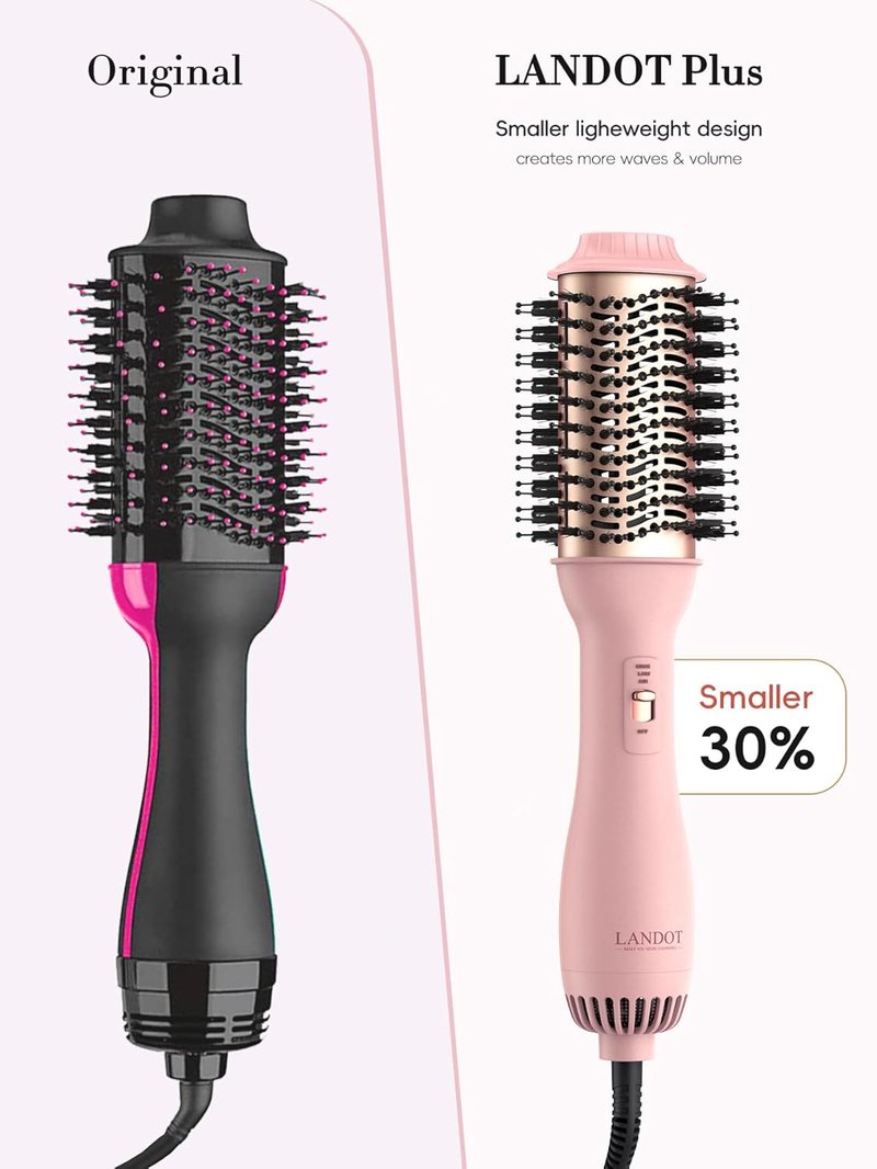 Hair Blow Dryer Brush - One-Step Volumizer & Styler with Ceramic Titanium Barrel, Ionic Anti-Frizz Technology | Rose Gold
