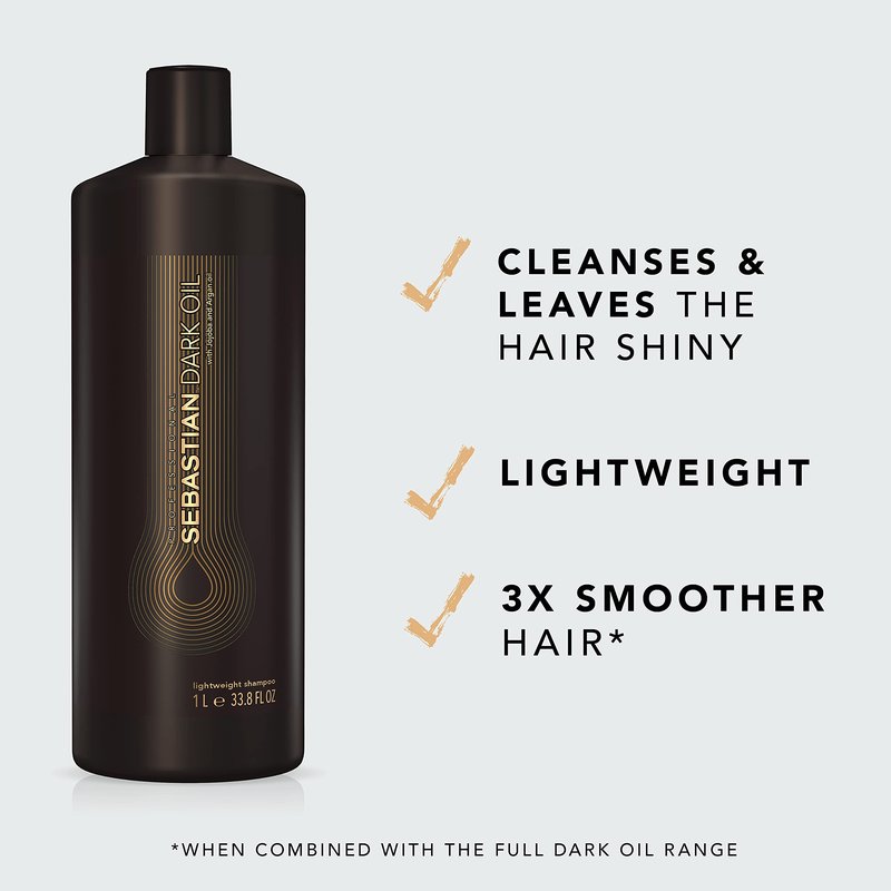 Sebastian Professional Dark Oil Lightweight Shampoo and Conditioner, Infused With Jojoba Oil & Argan Oil, Liter Set