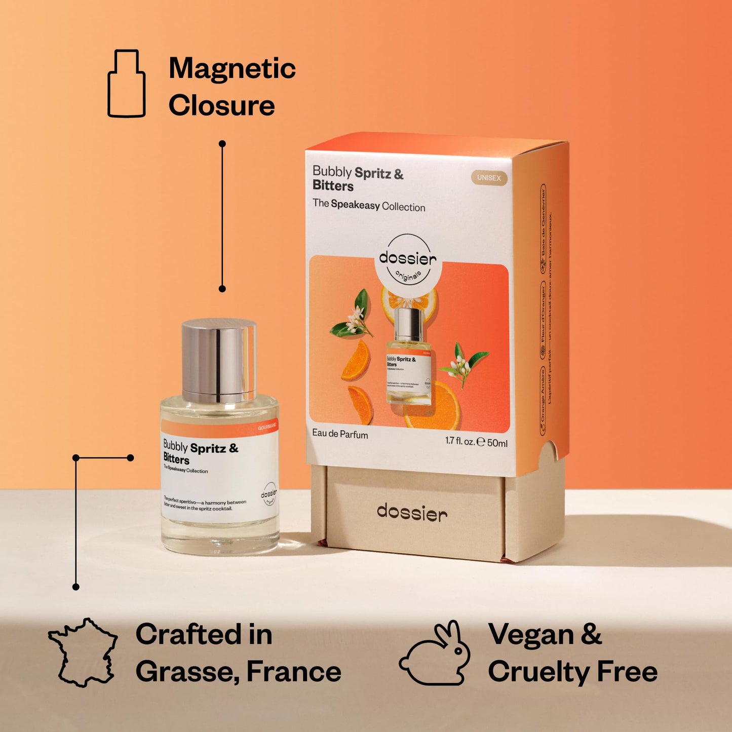 Dossier - Originals - Bubbly Spritz & Bitters - Eau de Parfum - Long-Lasting Sparkling Citrus Fragrance - Unisex - 1.7 fl oz (50ml)