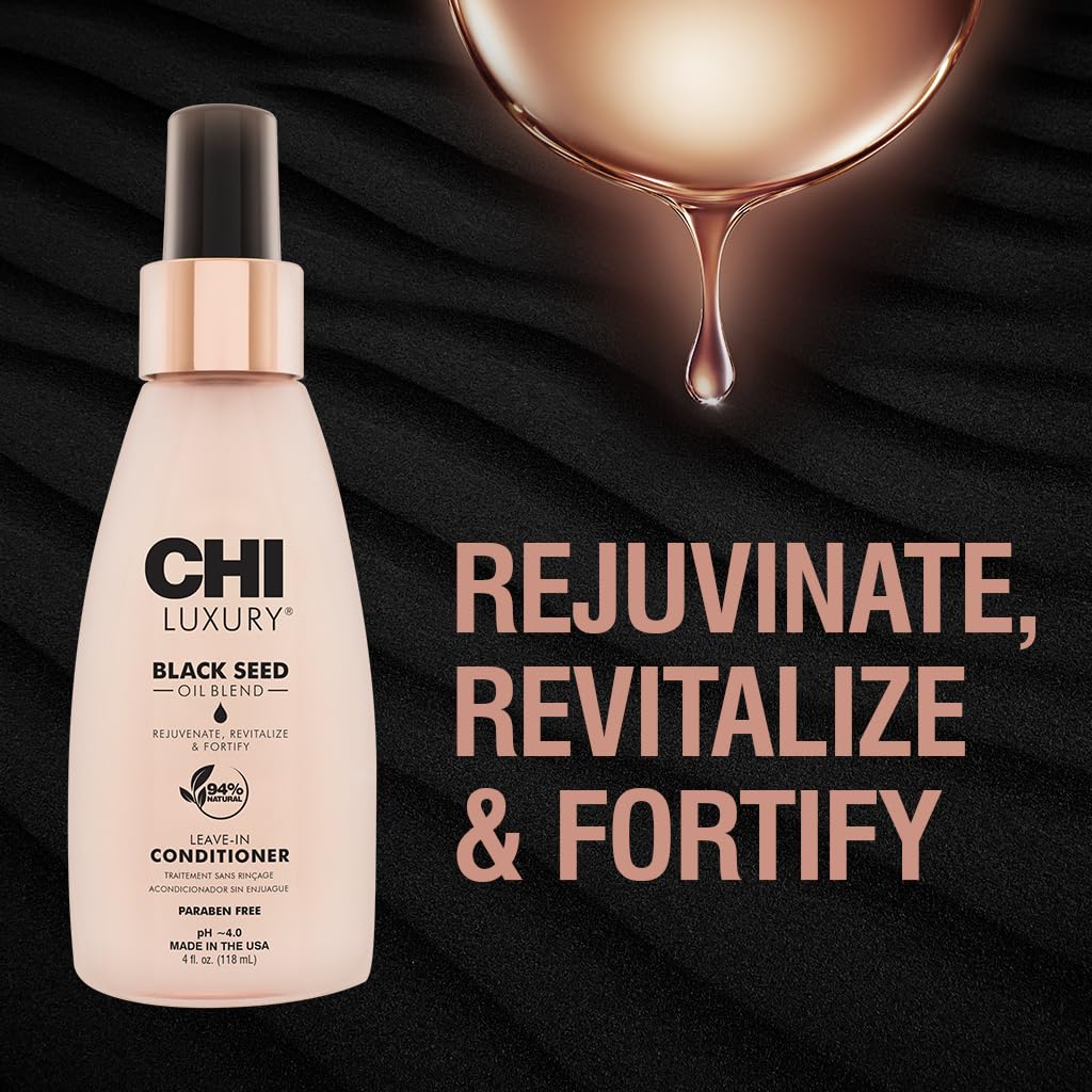 CHI Luxury Black Seed Oil Leave-In Conditioner - Moisturizing Treatment for Stronger Hair | 4 Oz, Sulfate & Paraben-Free