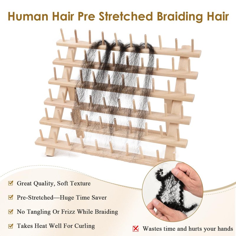 Braiding Hair Pre Stretched Afro Kinkys Bulk Human Hair Kinky Straight Bulk Human Braiding Hair For Braids, Dreadlocks, Loc Repair, Soft Texture (12Inch, 50g/Pack)