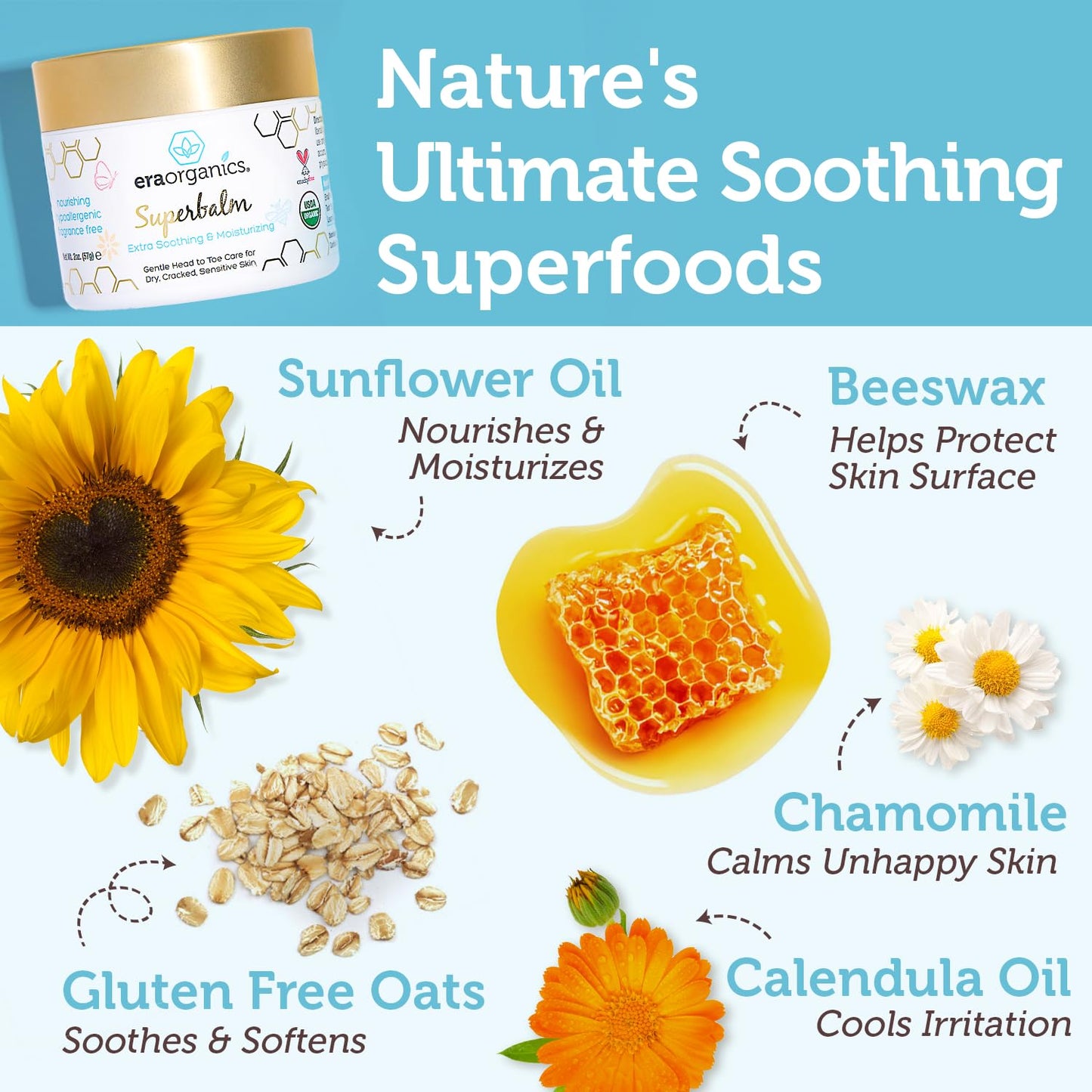 Era Organics Healing Ointment for Babies - Organic Moisturizer for Eczema, Cradle Cap & Rashes | 2oz