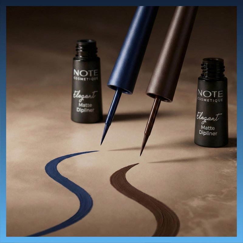 NOTE Cosmetique Elegant Matte Dipliner - Smudgeproof Liquid Eyeliner with Felt Tip - Waterproof Eyeliner - 03 Navy Blue - 0.085 oz