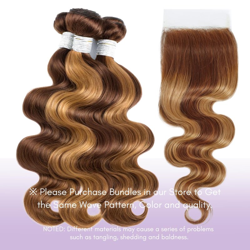 AUROO 13x4 Honey Blonde Highlight Body Wave Frontal Only Human Hair 10 Inch, 12A 100% Virgin Brazilian P4/27 Brown Ombre Ear to Ear HD Lace Frontal Closure Only Pre Plucked Colored Human Hair Sew In