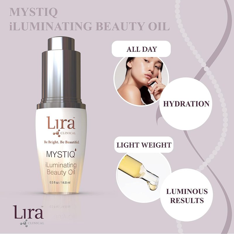 Lira Clinical MYSTIQ iLuminating Beauty Oil - Vitamin C & Plant Stem Cell Extract for Hydrated Skin | 0.5 Oz