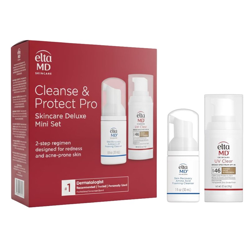 EltaMD Skincare Deluxe Mini Set - UV Clear Tinted & Skin Recovery Cleanser | 0.5 oz & 1 oz