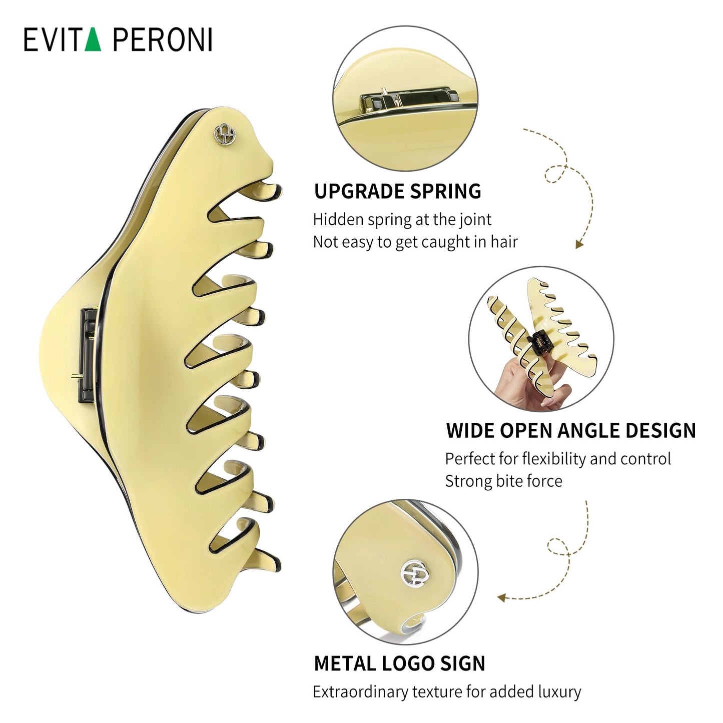EVITA PERONI Large Hair Clips for Women 4.7 Inch Hair Claw Clips for Thin Thick Curly Hair Big Clips Strong Hold jaw clips Hair Accessories