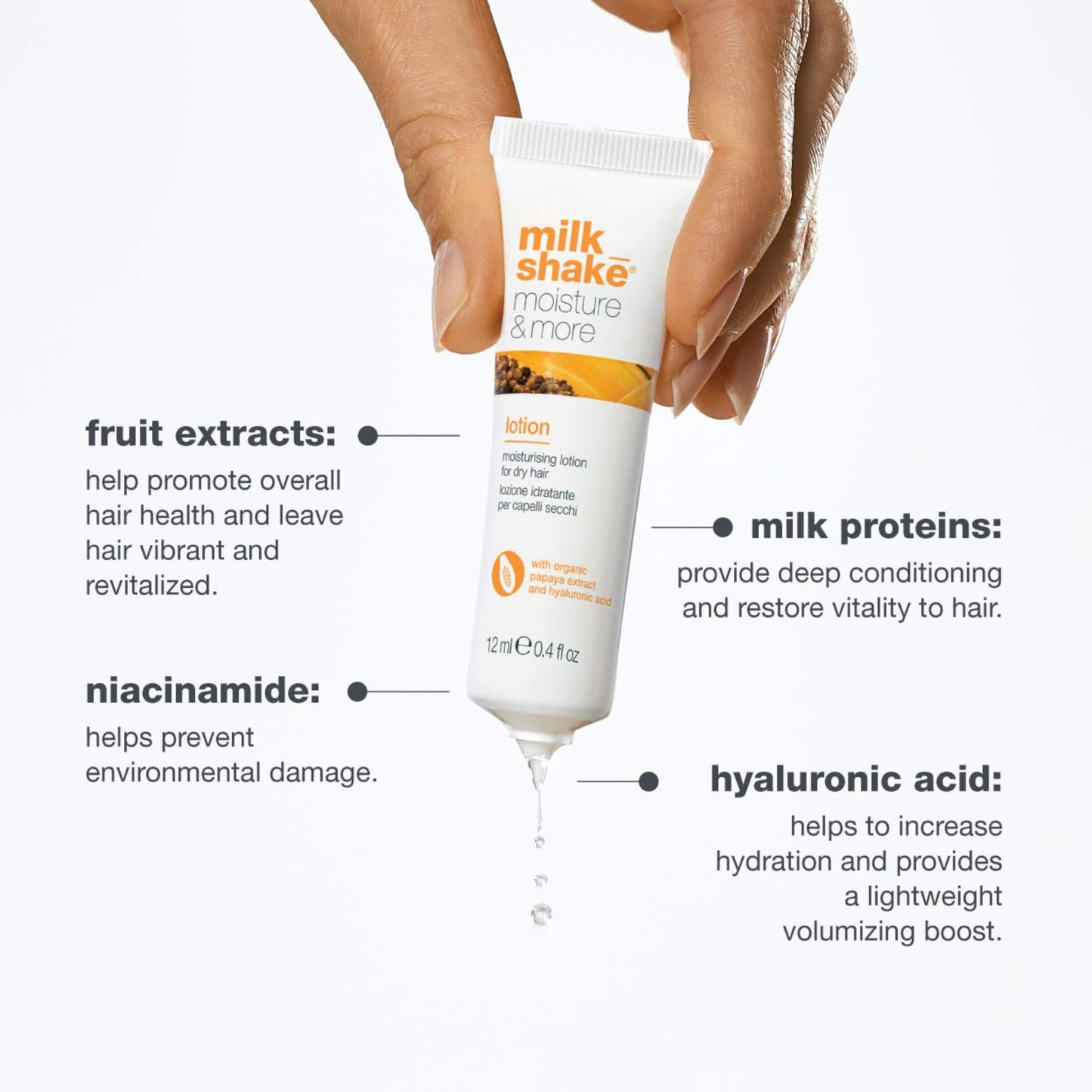 milk_shake Moisture & More Hydrating Lotion Vials - Intense Weekly Hydration Treatment for Dry, Dehydrated Hair | Restores Shine and Moisture | Tropical Scent