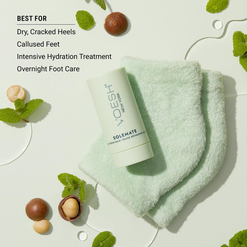 VOESH Heel Repair Duo, Solemate Heel Repair Balm & Moisturizing Heel Socks, Cracked Heel Stick Balm, Foot Care for Men & Women, At-Home Foot Care, Fuzzy Heel Socks, Toeless Spa Socks