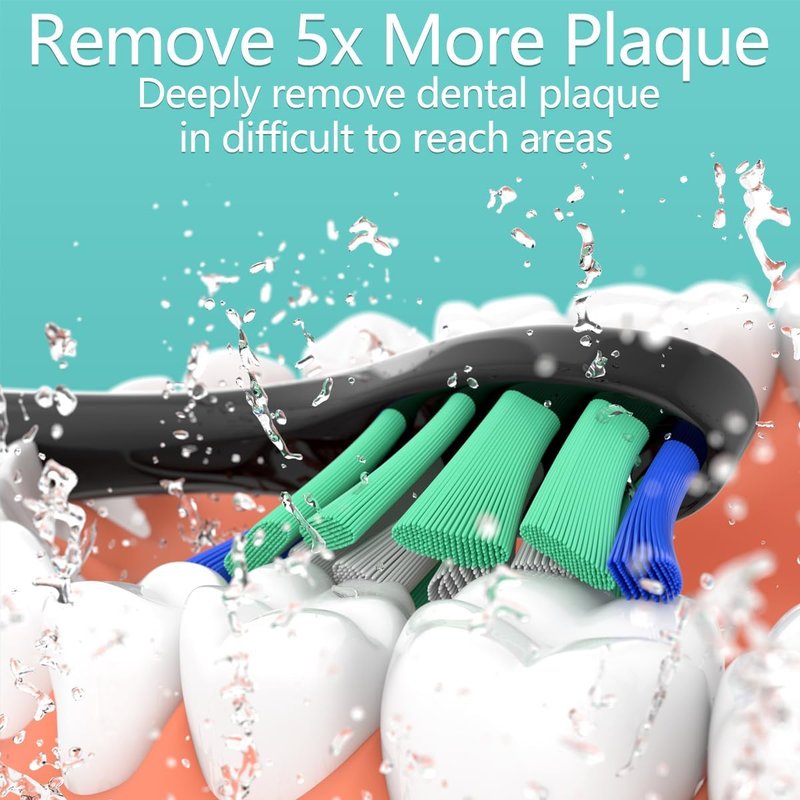 Sonicare Replacement Brush Heads - Compatible with Philips Electric Toothbrushes | 16-Pack (8 White + 8 Black)