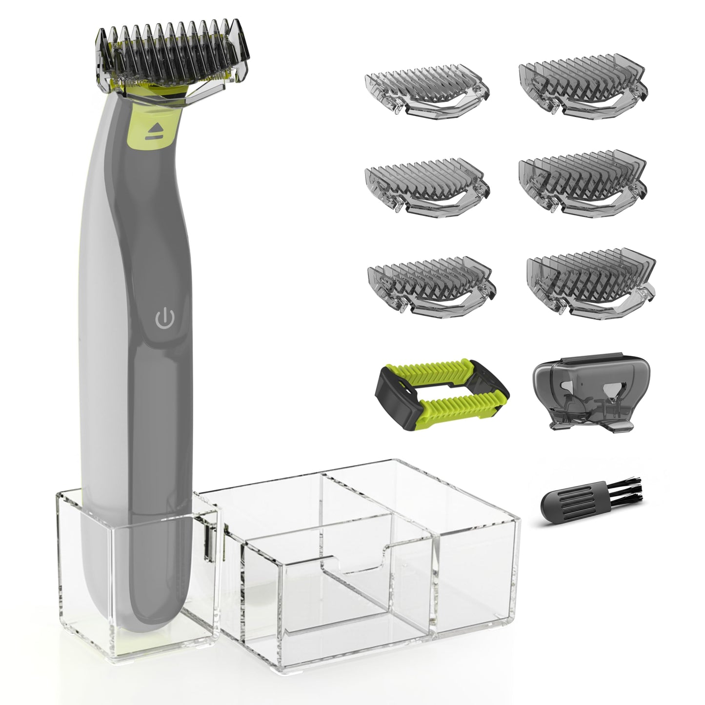 KIONCARE Guards Kit Plus for Philips Norelco OneBlade, 1-6mm Guide Combs, Replacement Body Comb, Protective Cap and Organizer Stand