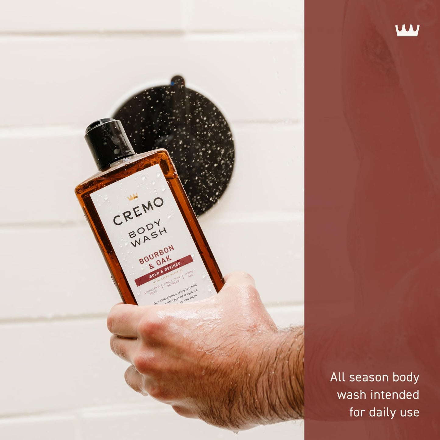 Cremo Body Wash for Men, Rich-Lathering Bourbon & Oak,16 Fl Oz