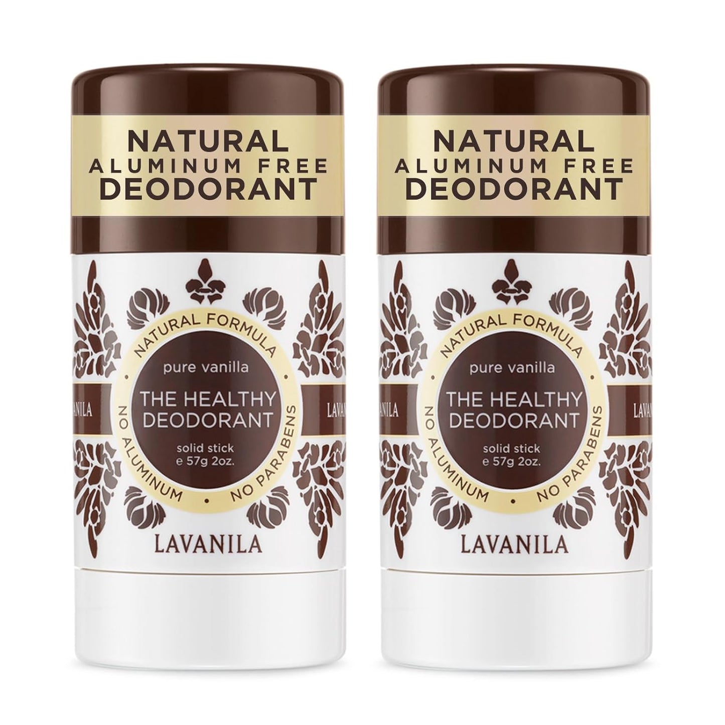 LAVANILA Pure Vanilla Natural Deodorant - Aluminum-Free Deodorant Stick with Tea Tree Oil | 2 Oz (2-Pack)