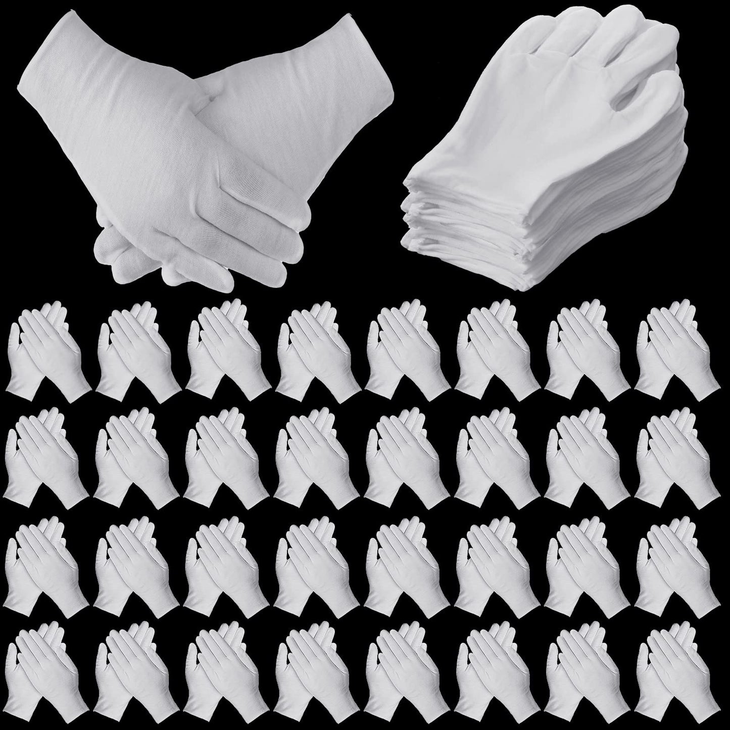 Funtery 240 Pcs White Cotton Gloves Bulk Stretchy Work Inspection Gloves for Women Men Dry Hand Handling Coin Jewelry(White,L)