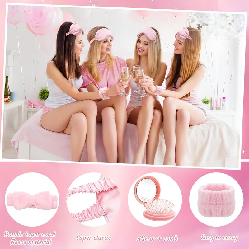 Spa Sleepover Party Supplies - 36 Pcs Set for Girls | Includes Headbands, Eye Masks, Scrunchies & More