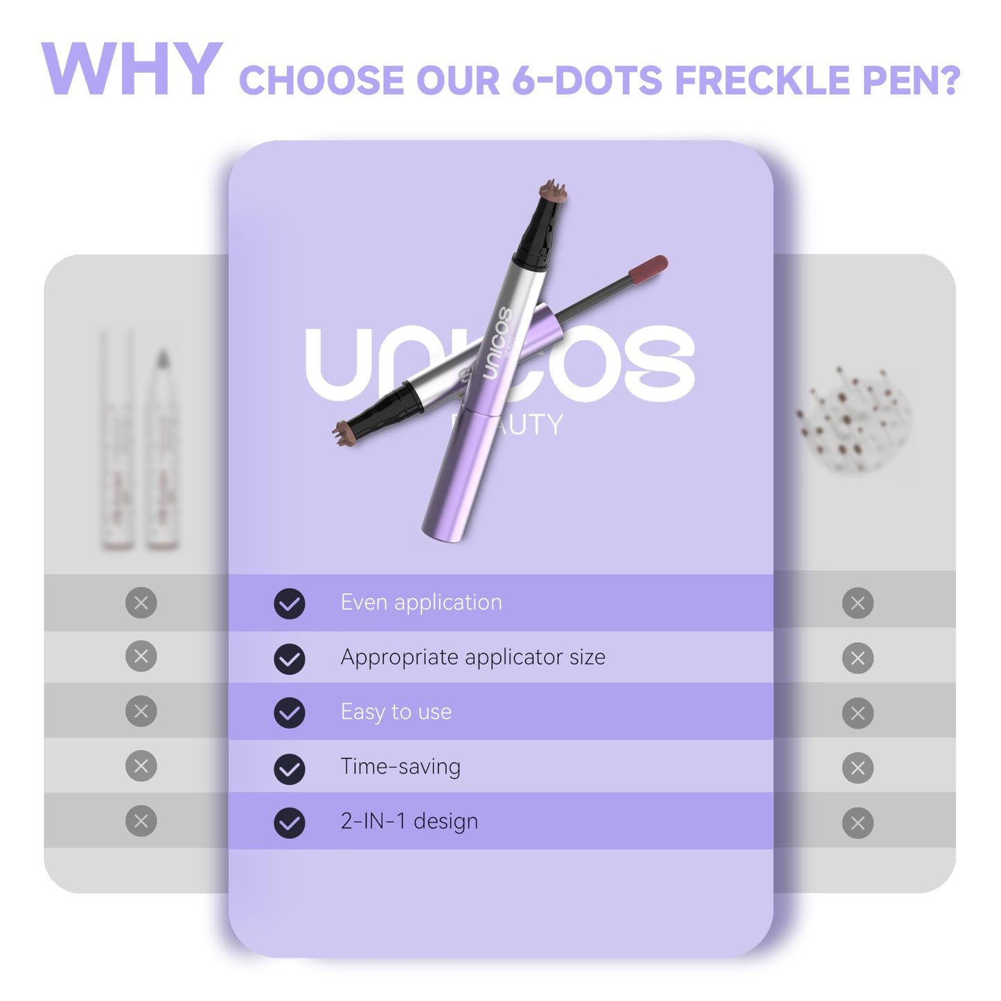 Unicos Freckle Stamp, 2-IN-1 Freckle Pen with Blush, Faux Freckle Stamp, Natural Makeup, 5 Sec Quick-drying, Waterproof, Long-Lasting, Easy to Use, Gifts for Her, Sunkiss