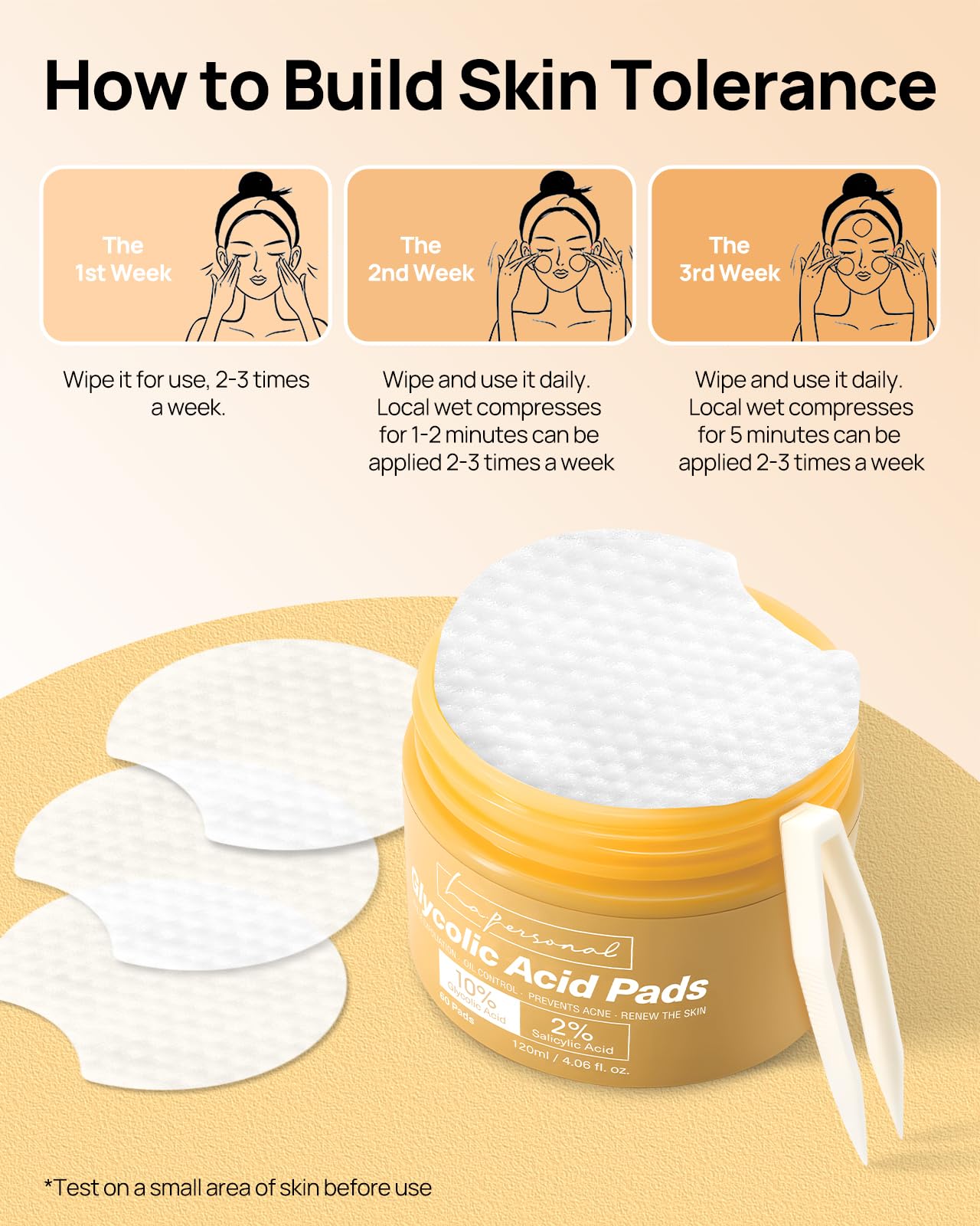 Glycolic Acid Pads, Gentle Resurfacing Exfoliates & Cleans Pores 60 Pads