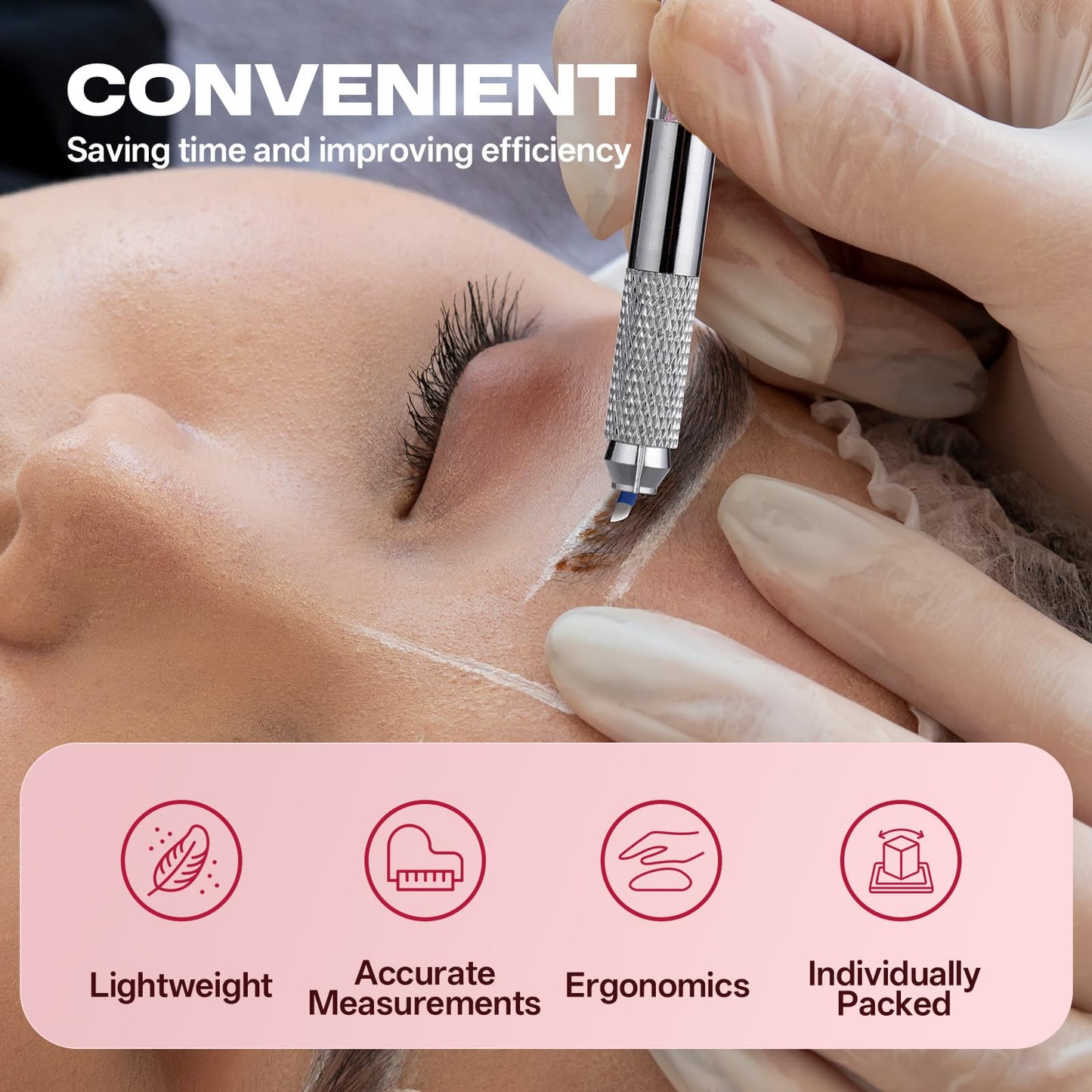 Charme Princesse Microblading Pen Kit Double Sided Manual Pen Kit with 20Pcs Needles Pigment Practice Skin Eyebrow Ruler Ring Cup for Permanent Makeup Supplies EK910S20-1