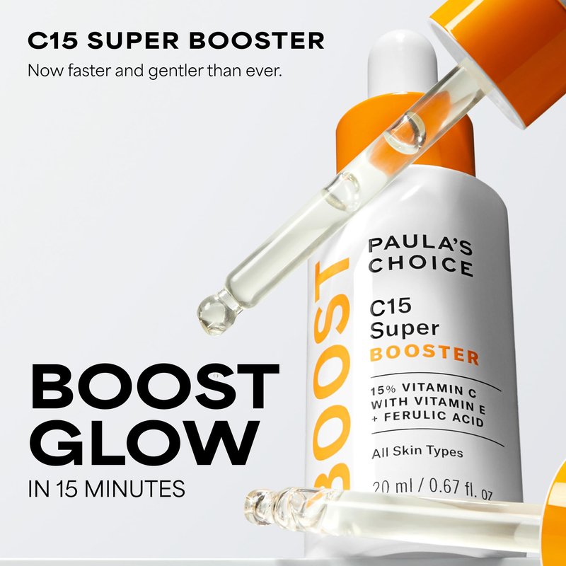 Paula's Choice BOOST C15 Super Booster, 15% Vitamin C Serum for Face, Face Serum with Vitamin E & Ferulic Acid for Discoloration & Glow, Fragrance-Free, 0.67 Fl Oz