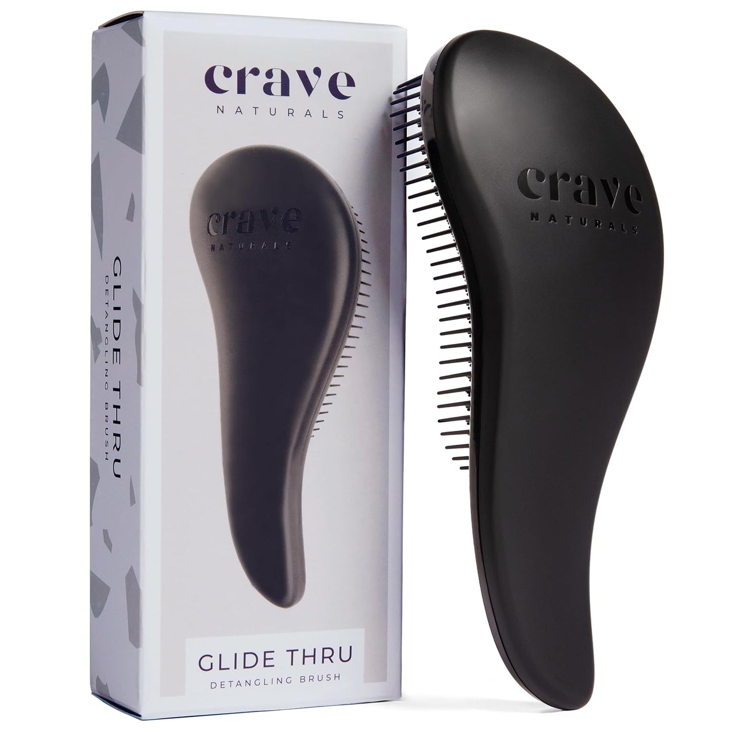 Detangling Brush for Curly & Straight Hair - Glide Thru Hair Comb for Adults & Kids | Black