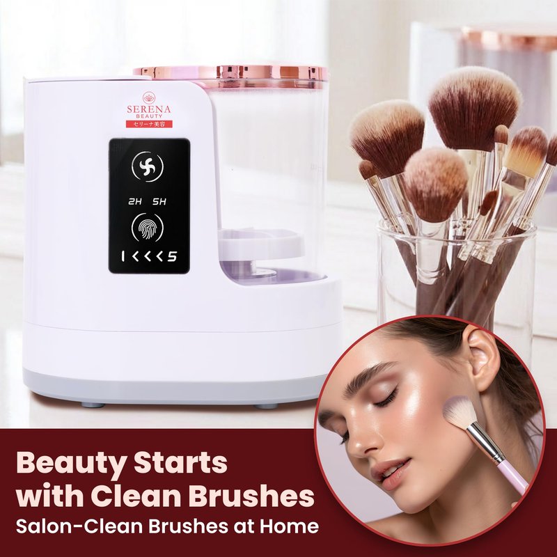 Serena Beauty 3-in-1 Electric Makeup Brush Cleaner Machine – Automatic Make up Brush Cleaner & Dryer, Portable, USB Powered, 5 Min Auto-Cycle To Clean | Dries Multiple Brushes in 2H -5H Drying Cycle.
