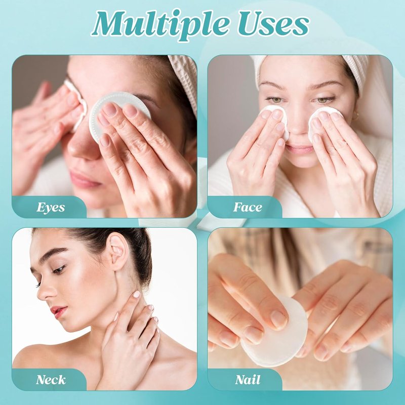 Premium Cotton Rounds - 100% Cotton Makeup Remover Pads | Soft, Non-Irritating, 100 Count