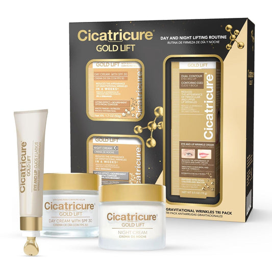 Cicatricure Gold Lift Anti Aging Gift Set, Day, Night & Eye Cream, 3-Pack