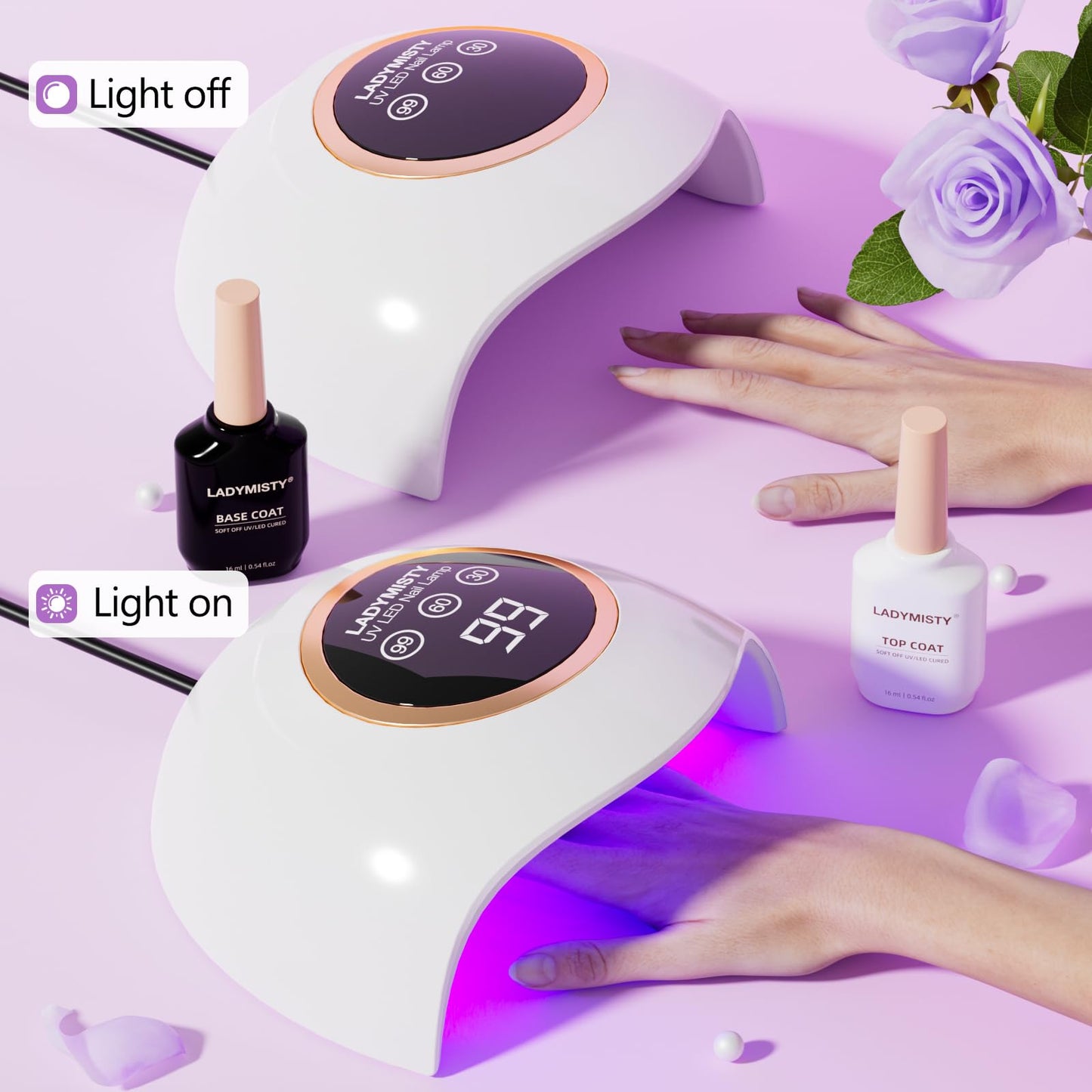 LadyMisty 72W UV LED Nail Lamp, 2026 New Upgrade UV Light for Gel Nails with 18 Beads, 3 Timer Nail Dryer, LCD Display, Auto Sensor, Professional Nail Lamps for Gel Polish – Best Gifts, White Lamp