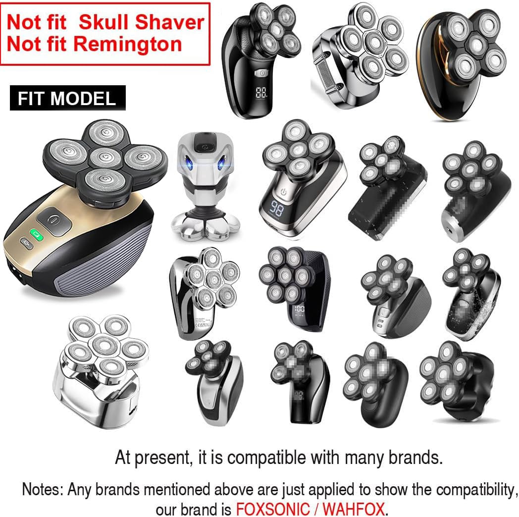 3PCS Replacement Heads for Universal 5-Blade Head Shavers - Black & Gold