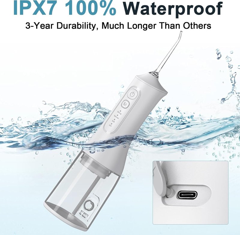 Portable Cordless Water Dental Flosser - 300ML Rechargeable Oral Irrigator | 4 Modes, IPX7 Waterproof, Deep Cleaning for Gum Care & Braces (Black)