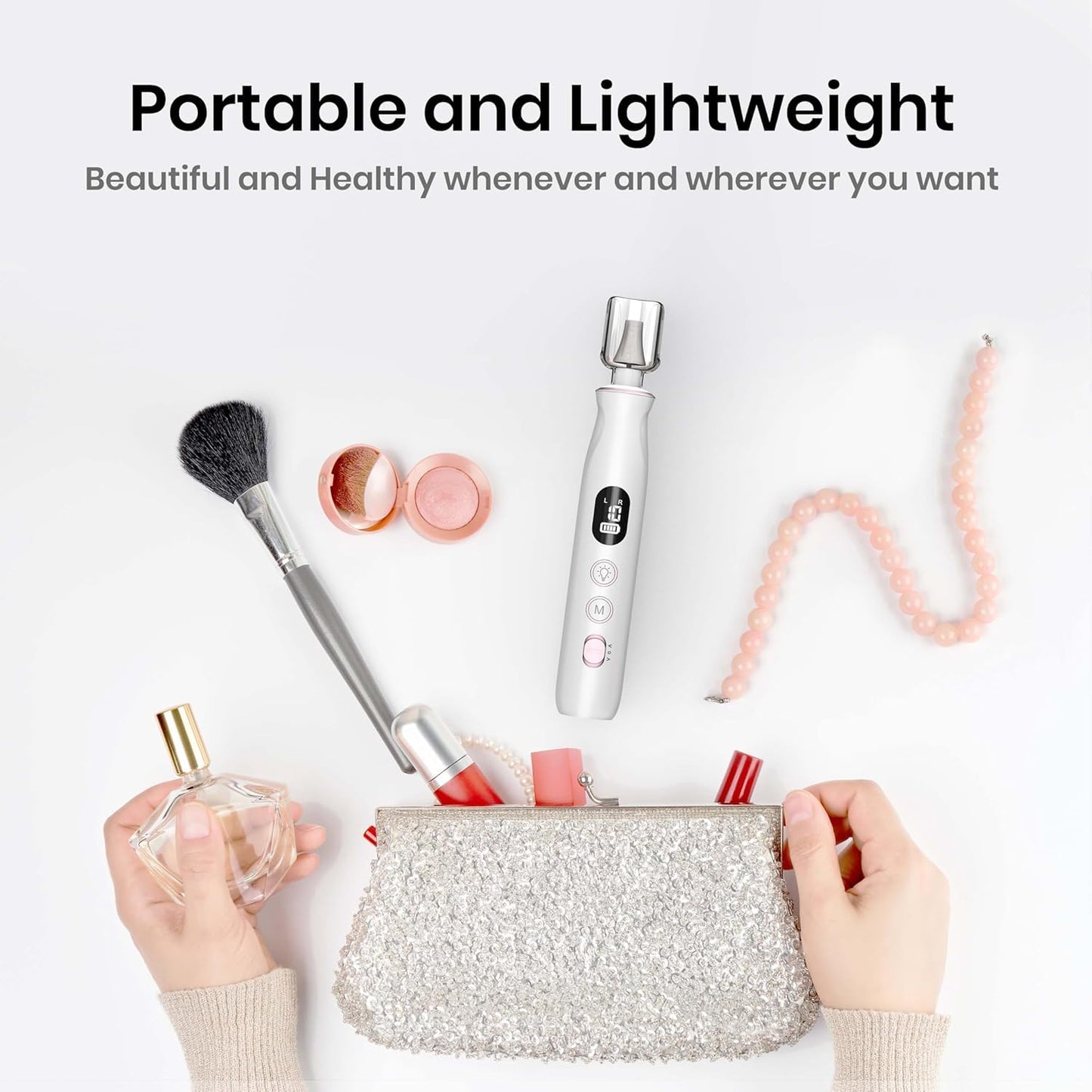Professional Nail Drill Kit: Electric Nail File with LCD & Lamp, Long-Lasting Thick Toenail Grind, Rechargeable & Cordless Toe Nail Tools for Women & Men Manicure and Pedicure Gifts (Pink White)