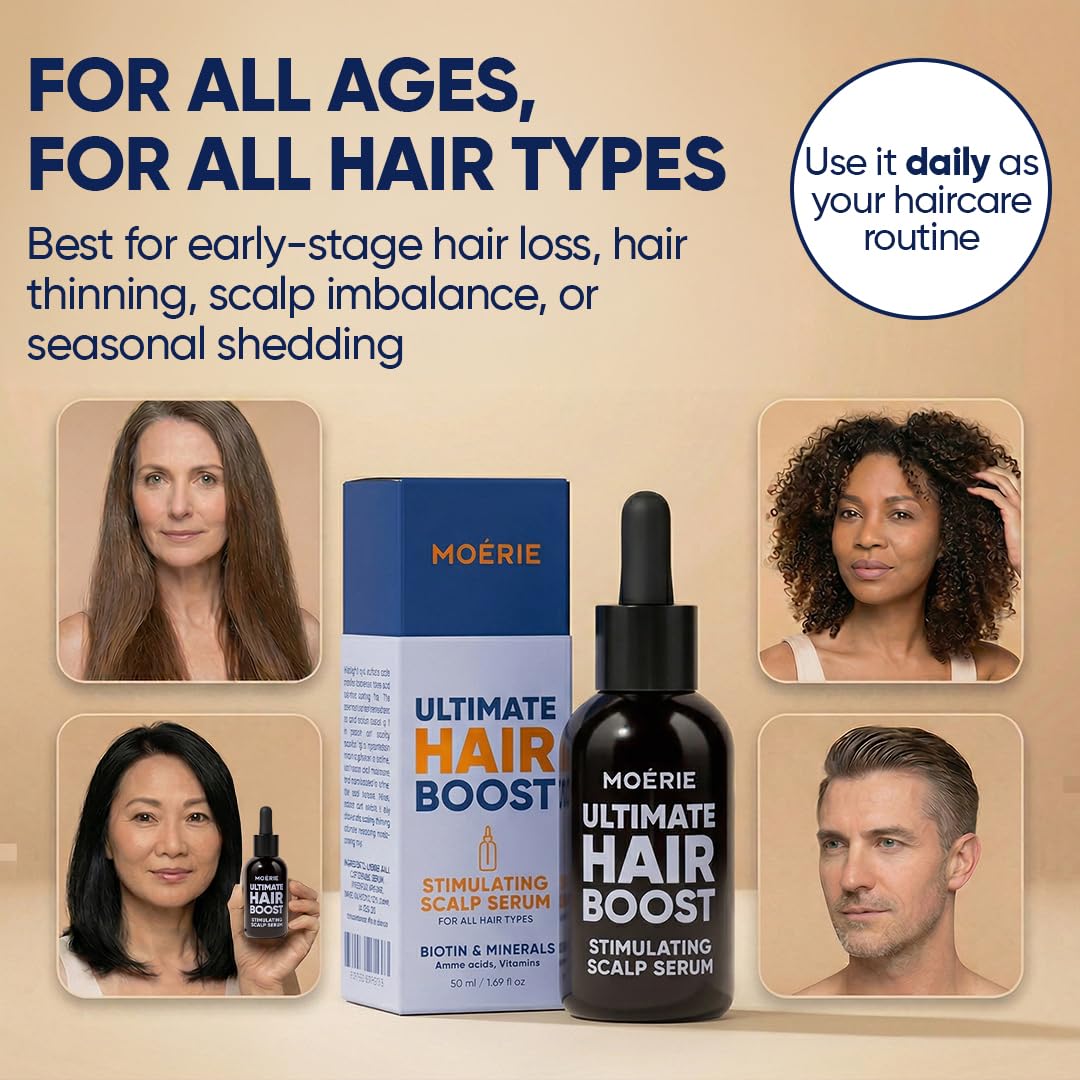 MOERIE Ultimate Hair Growth Serum for Natural Hair Regrowth & Thickening - Anti Thinning & Hair Loss Treatment for Women - Rapid Hair Growth Products - Scalp Oil Alternative - 1.69 fl oz, 2 pack