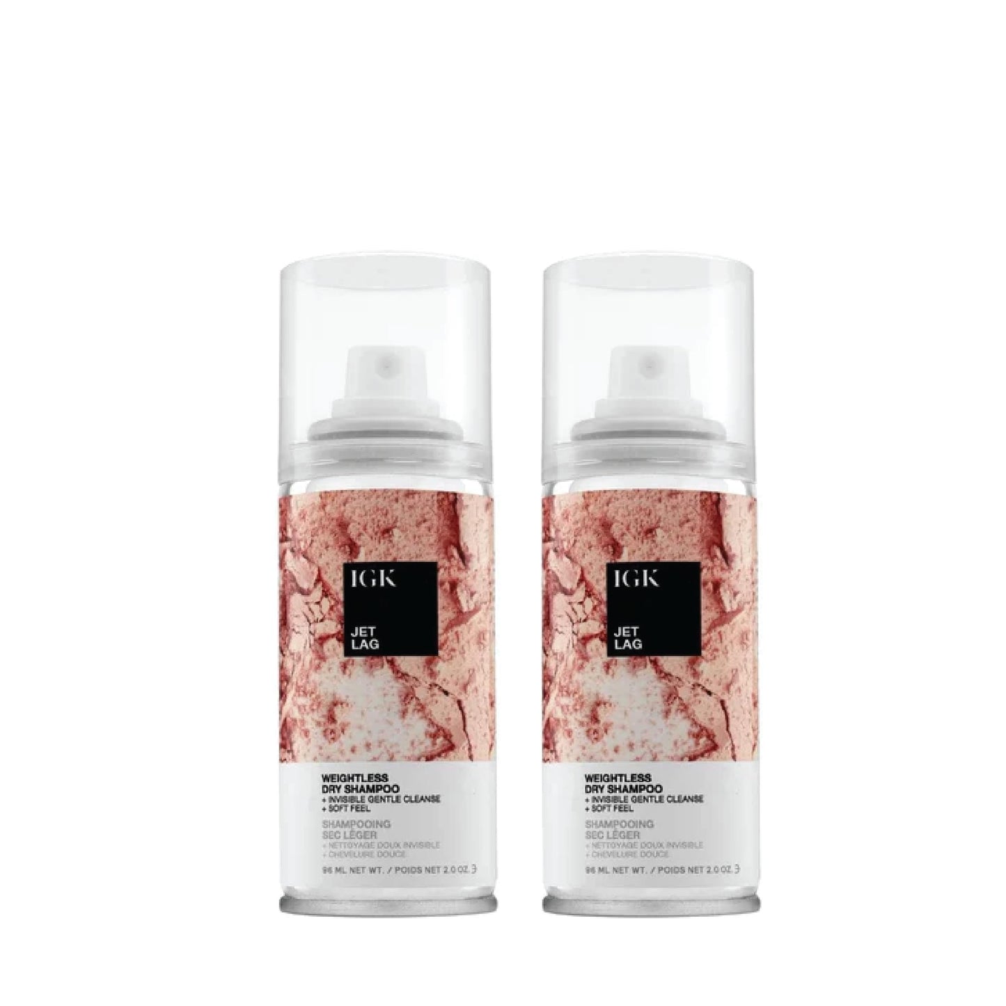 IGK Jet Lag Invisible Dry Shampoo Travel Size | Weightless Buildable Formula+ Finely Milled Volcanic Ash for Lightweight Cleansing and Removing Dirt & Oil | 2.0 Fl Oz (Pack of 2)