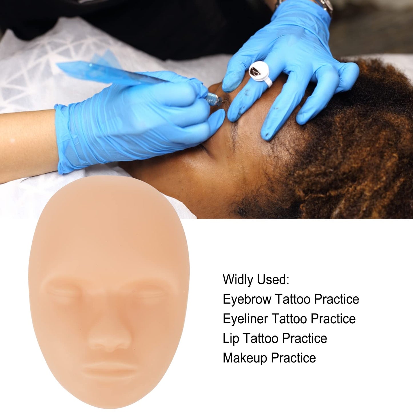 10PCS 3D Microblading Practice Skin Head, Soft Silicone Tattoo Practice Skin for Eyebrow, Lip & Face Training, Reusable Permanent Makeup Practice Skins for Beginners & Professionals