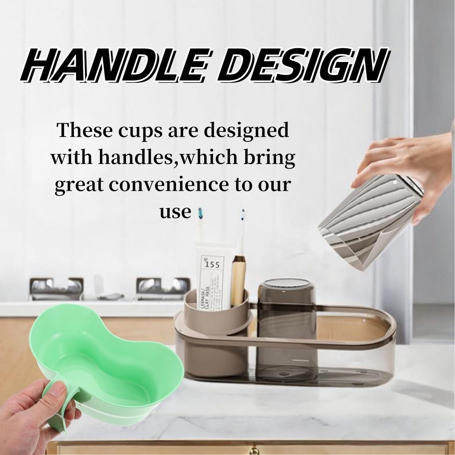 Green Emesis Basin, 1Pcs Plastic Spit Cup Toothbrush Cup Holder Large Plastic Bowl Wash Basin Toothbrush Tray Toothbrush Cup with Handle for Oral Care Elderly Patients