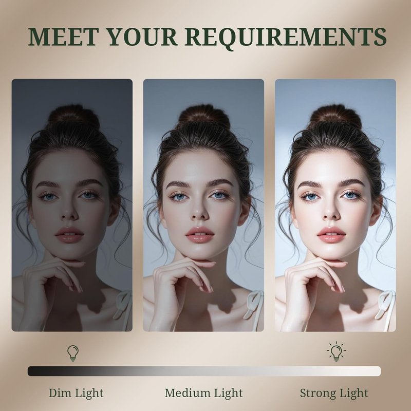 LED Makeup Mirror with Lights - 3-Color Dimmable Lighting, Smart Touch Control | Tabletop Vanity Mirror for Bedroom & Dressing Room