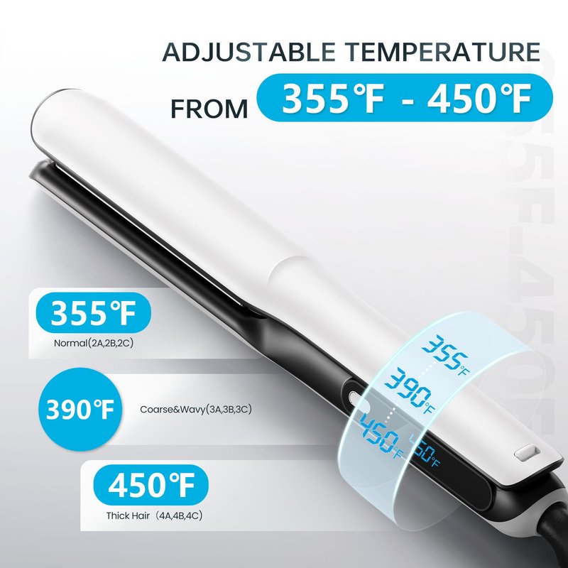 2 in 1 Professional Hair Straightener & Curler, Titanium Plates with Cool Air Fan, 3 Temp Settings (355℉-450℉), Negative Ion for Curly/Thick Hair, Essential Oil Diffuser, Clips & Aromatherapy Pads