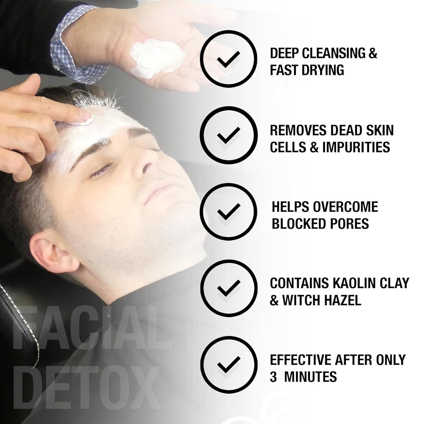 Men-ü Facial Detox Mask - 3 Minute Vegan Kaolin Clay Treatment for Men | 100ml, 100 Applications