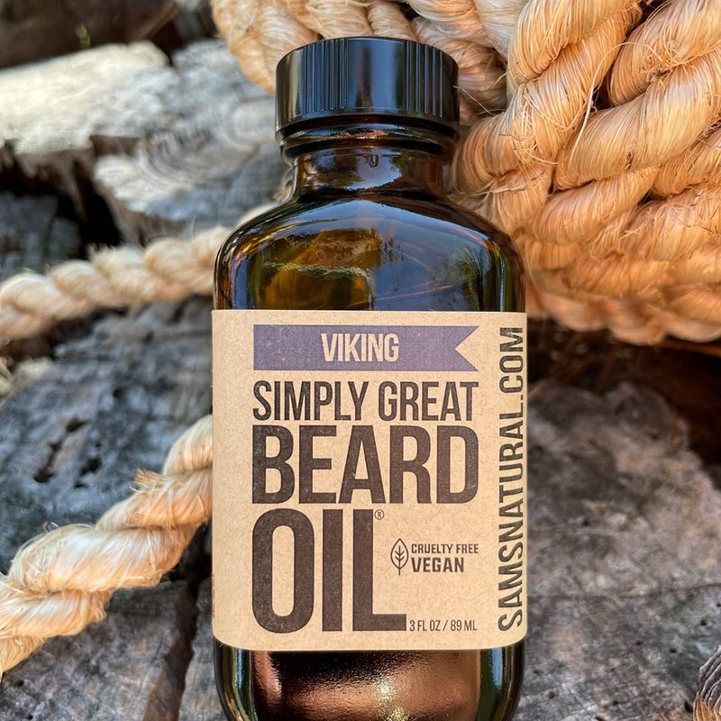 Simply Great Beard Oil - Viking Scent - Holiday Gifts - Stocking Stuffers - Gifts for Men - Beard Conditioner - 3 Oz - Easy Applicator - Natural - Vegan and Cruelty Free Care for Beards