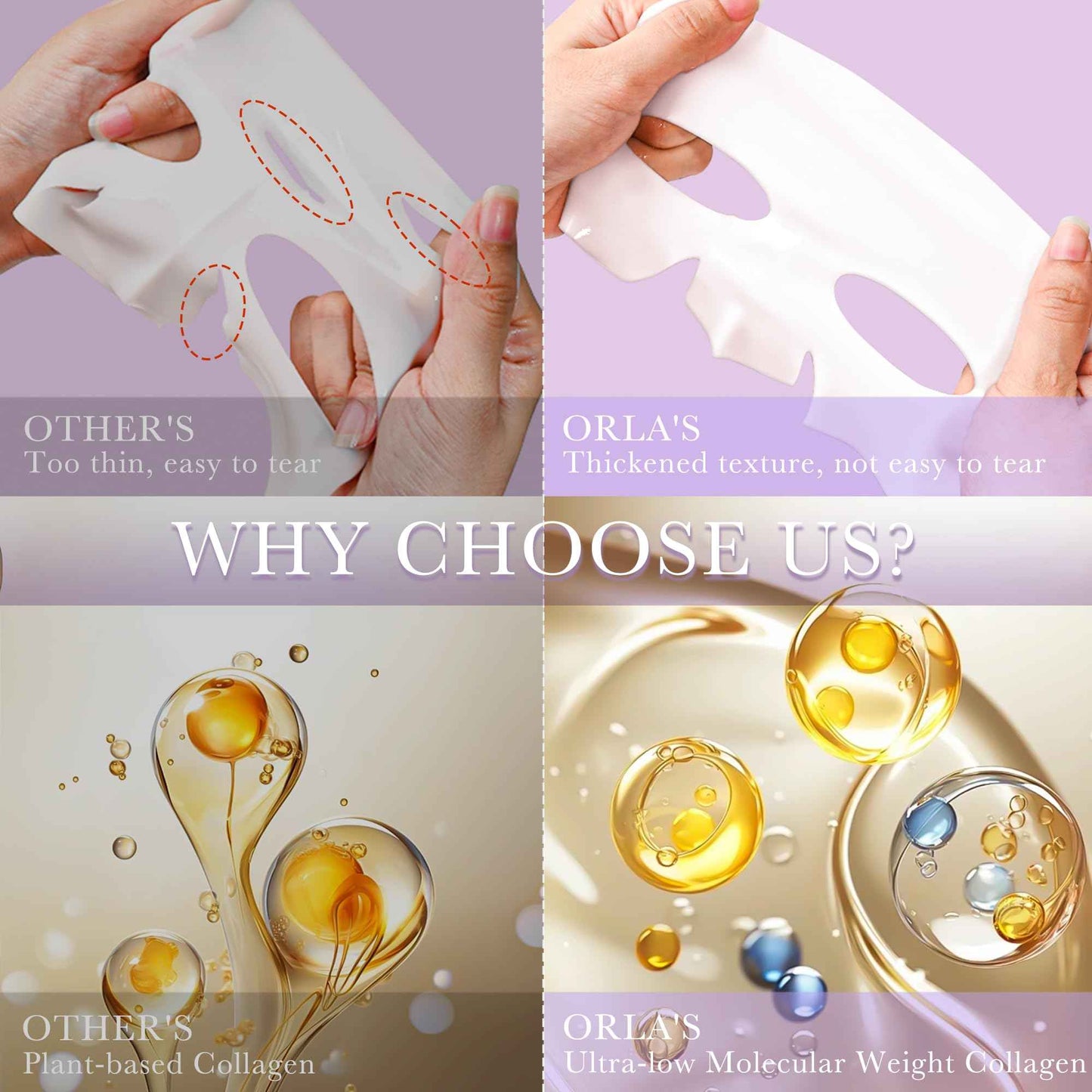 6PCS Bio Collagen Face Mask Overnight Real Deep Skincare Deep Anti Wrinkle Lifting Mask for Pore Minimizing Firming Elasticity and Wrinkle(3pcs White&3pcs Purple)